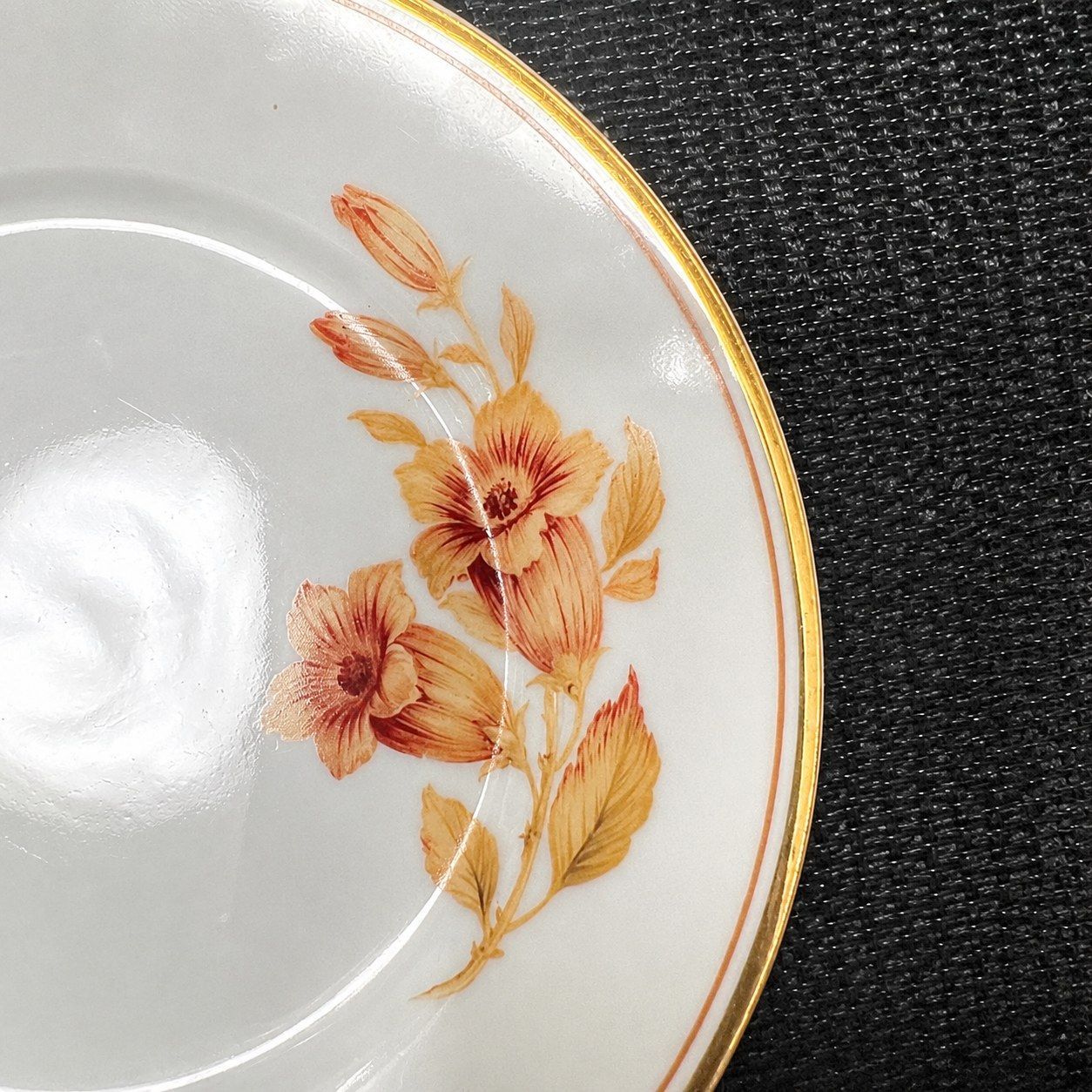 ARABIA アラビア ヴィンテージ スーププレート 深皿 花柄 金彩 約7cm