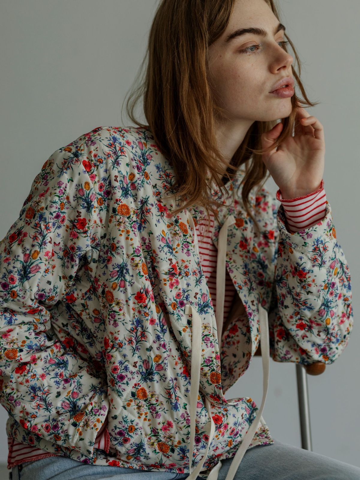 10月下旬発送予定 MEYAME メヤメ FLOWER QUILTED JACKET MEY-2508 WHITE キルトジャケット