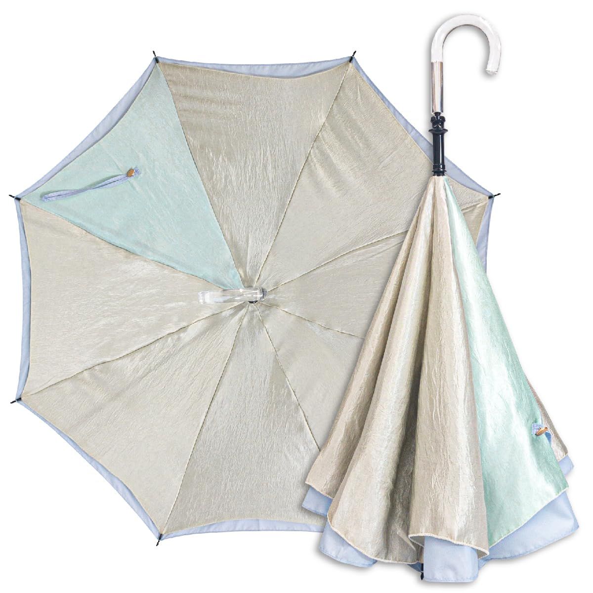 【 CARRY saKASA キャリーサカサ Champagne Style シャンパーニュスタイル 】 逆さ傘 煌く生地を使用 レディース 軽量 晴雨兼用 傘 両面デザイン 日傘 長傘 さかさ傘 自立する 逆折り式傘 ファッション 濡れない UVカット 撥水 16,620円