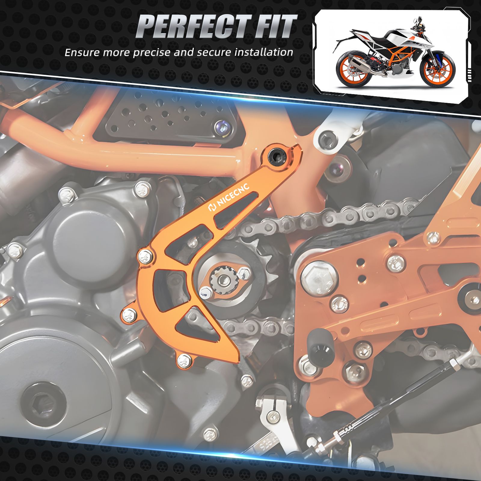 バイク NICECNC KTM 390デューク 390アドベンチャー対応 スプロケットカバー チェーンガード