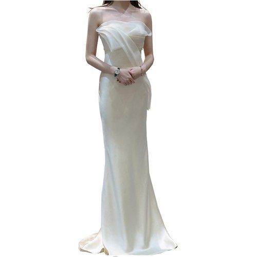 娜美衣着 ウェディングドレス ホワイト 二次会 結婚式 ワンピース 花嫁 ロングドレスウェディングドレス 旅行撮影ドレス 海外挙式