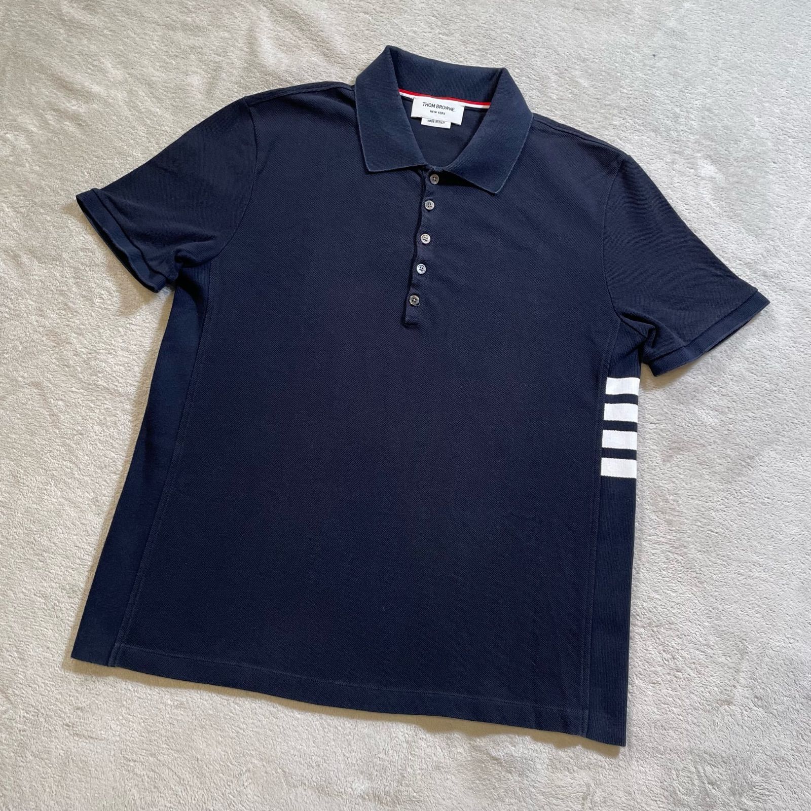 極美品 トムブラウン THOM BROWNE ポロシャツ 半袖 サイド4bar