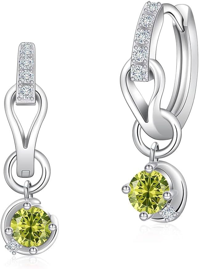 Earrings for Women, Popular, High Quality Zirconia, Birthstone, Hoop Earrings, Swinging, 2 Way, Metal Allergies, 18K, Platinum, Silver, Stylish, Adult Accessory, Gift, Birthday, Wedding, Anniversary