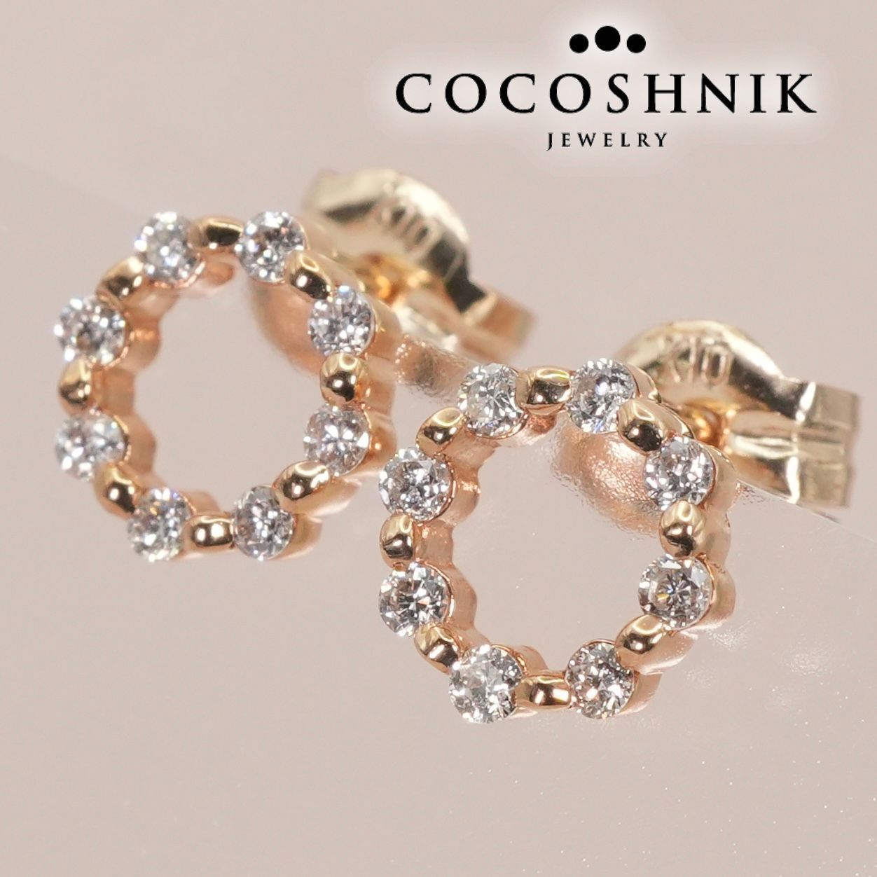 COCOSHNIK K10YG ダイヤモンド　ムーン型ピアス COCOSHNIK K10YG ダイヤモンド ムーン型ピアス COCOSHNIK K10YG
