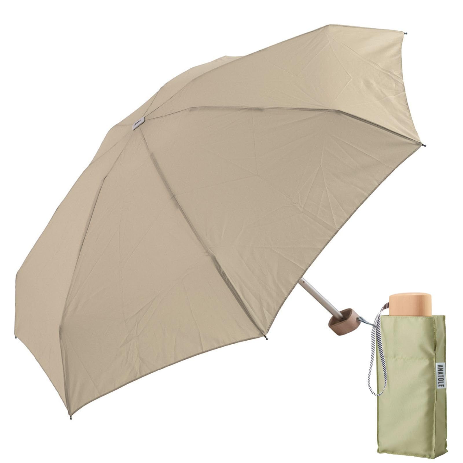 ANATOLE(アナトール) コンパクト 折りたたみ傘 SOLID COLOURS 親骨50cm 直径85cm Elise ライトグリーン ｜ ユニセックス 雨傘 軽量 無地 フランスブランド AN-SO19