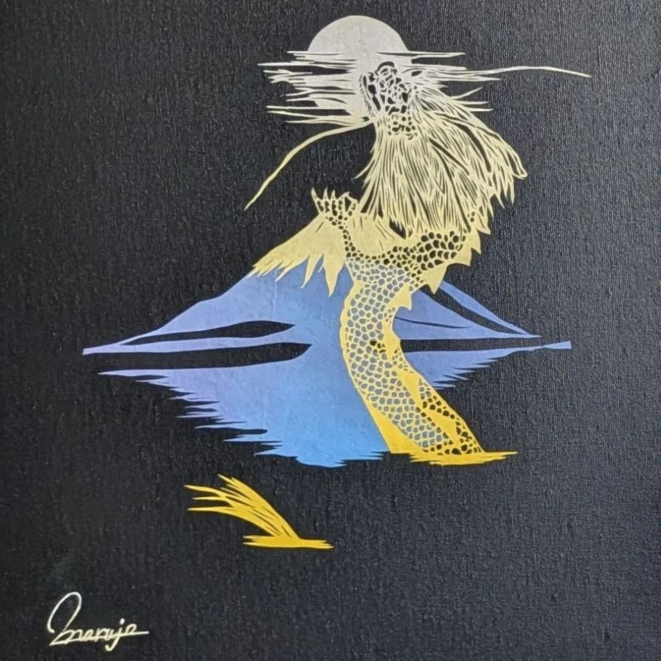 切り絵「朝日龍さん」