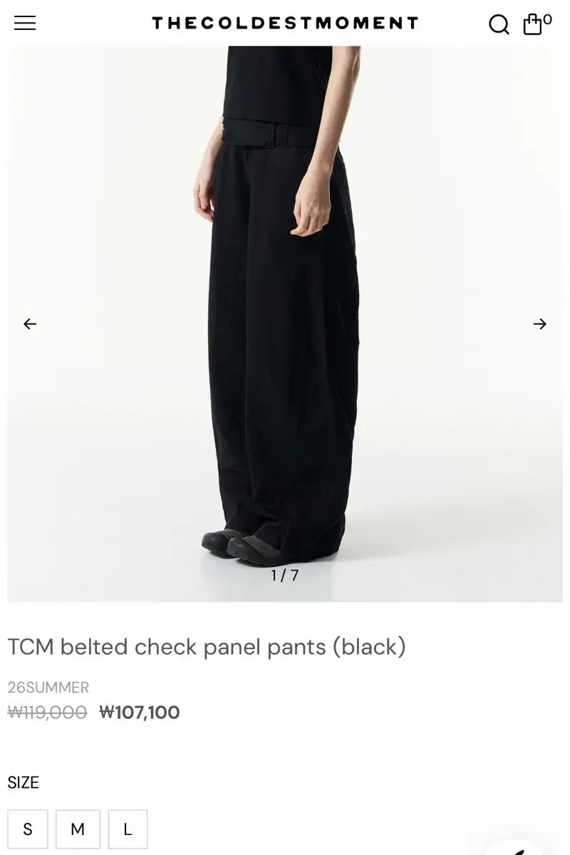 新品) THECOLDESTMOMENT ザコールデストモーメント ベルト付き CHECK パンツ ブラック s size
