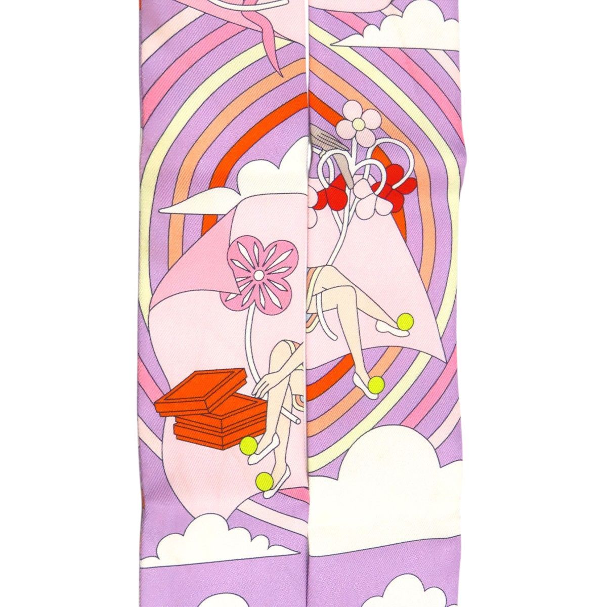 エルメス ツイリー CARRES VOLANTS 空飛ぶカレ スカーフ ユニセックス ピンク パープル HERMES 【中古】 【アパレル・小物】 エルメス ツイリー CARRES VOLANTS 空飛ぶカレ スカーフ ユニセックス