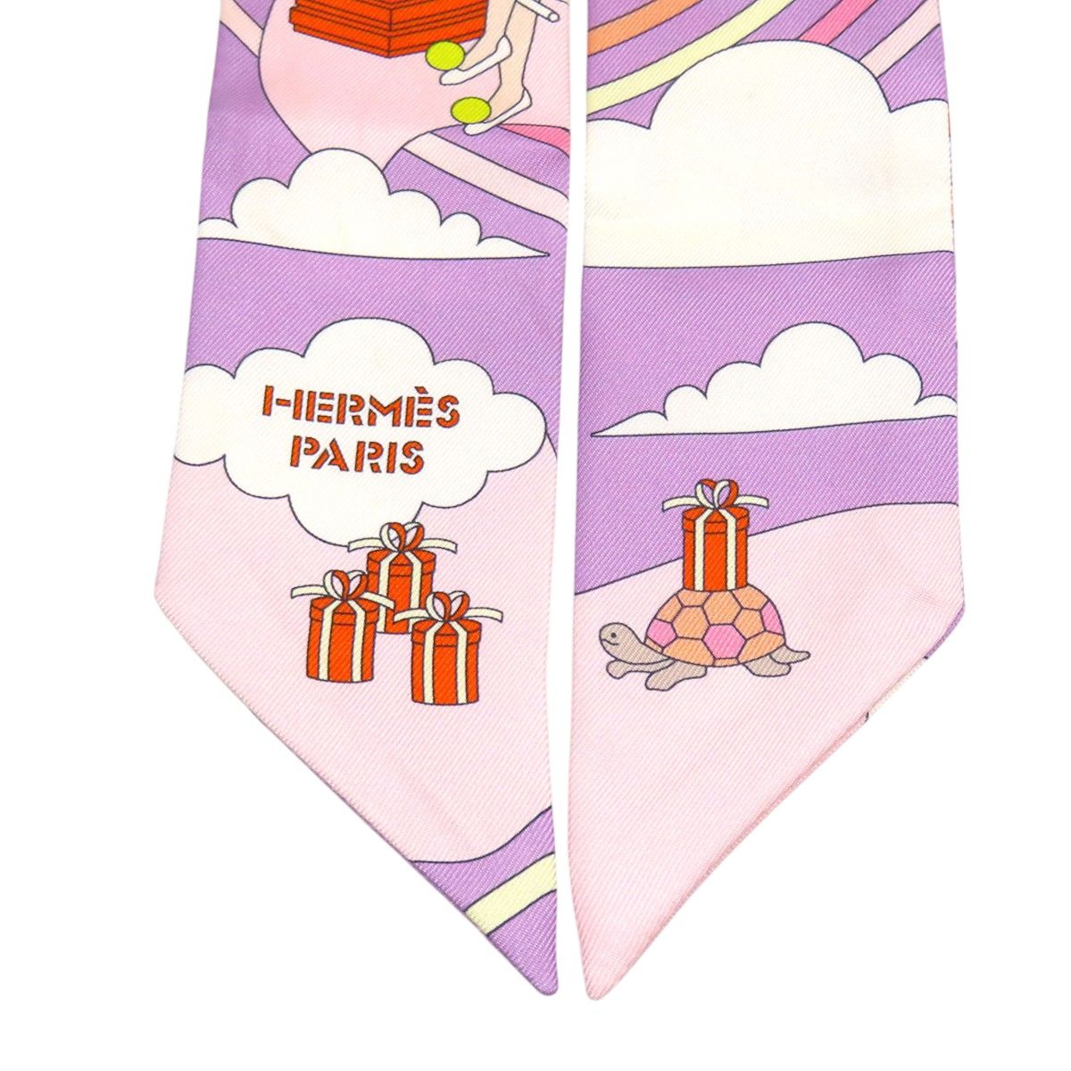 エルメス ツイリー CARRES VOLANTS 空飛ぶカレ スカーフ ユニセックス ピンク パープル HERMES 【中古】 【アパレル・小物】 エルメス ツイリー CARRES VOLANTS 空飛ぶカレ スカーフ ユニセックス