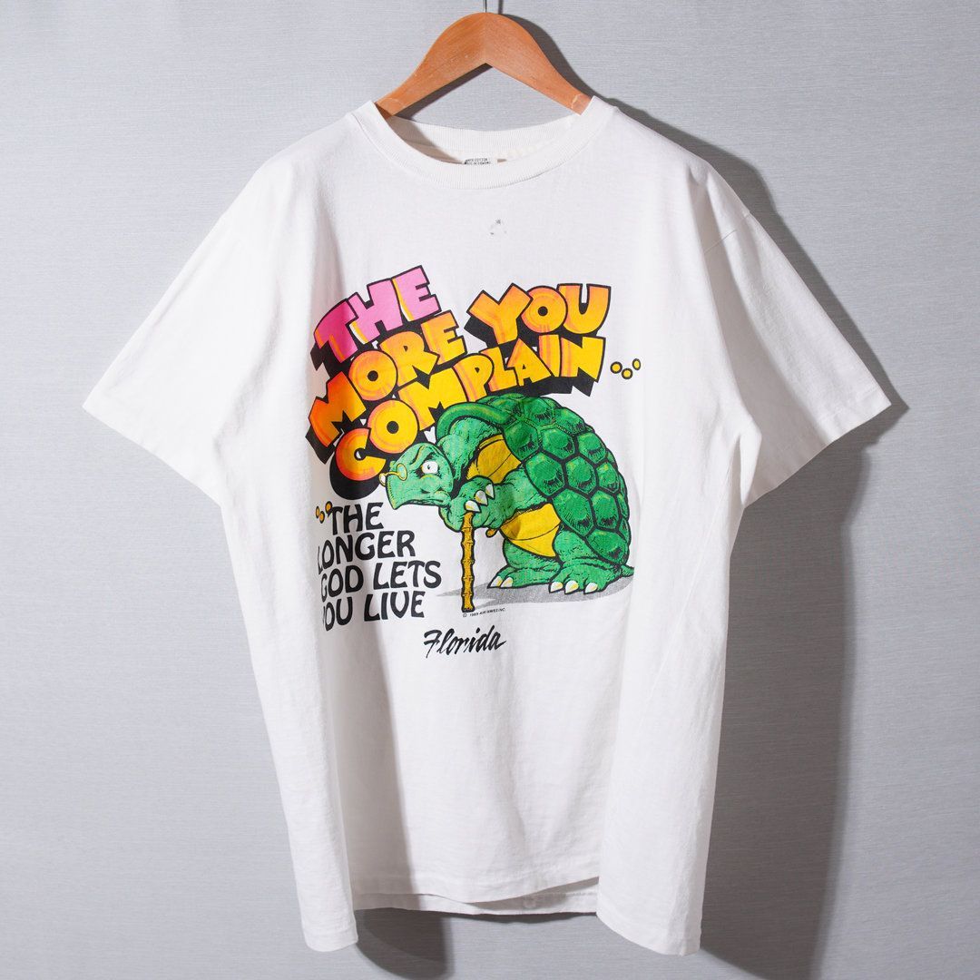 80s USA製 1989年製 ヴィンテージ Tシャツ XL アニマル 亀 ホワイト