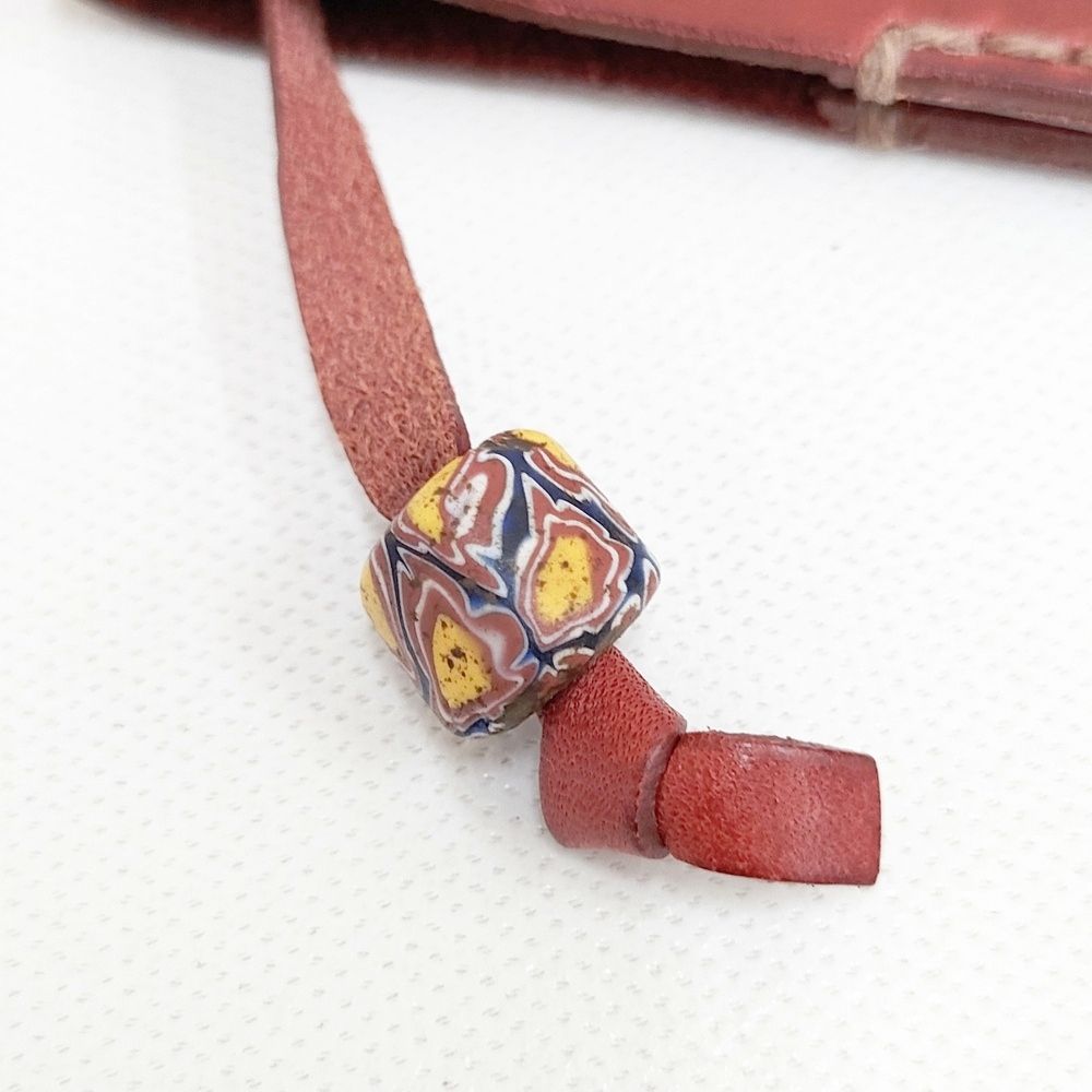 HENRY CUIR/ほぼ日 レザー 花 犬 刺繍 手帳カバー アカ レディース