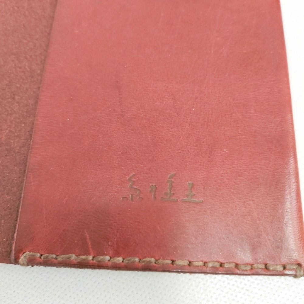 HENRY CUIR/ほぼ日 レザー 花 犬 刺繍 手帳カバー アカ レディース