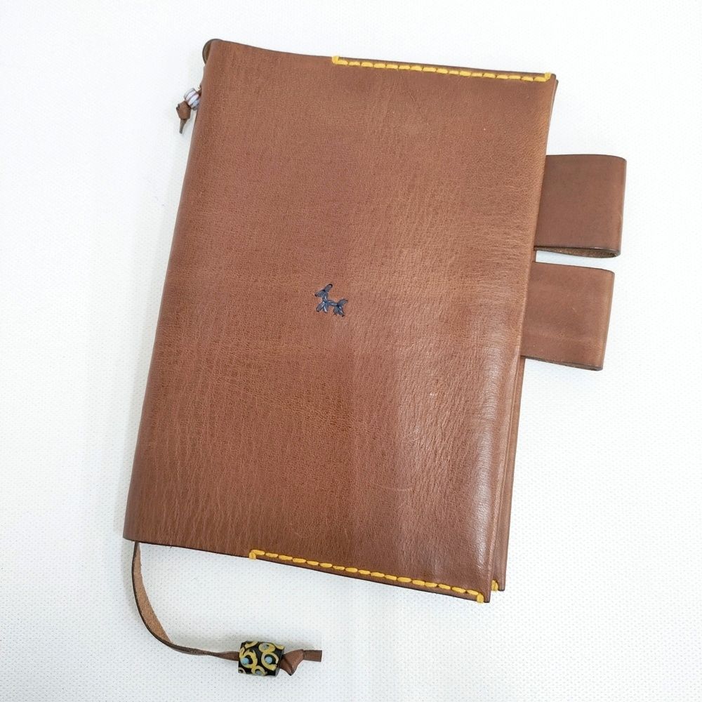 HENRY CUIR/ほぼ日 レザー 犬 刺繍 手帳カバー チャ レディース アンリークイール/ほぼ日【中古】6-0713G◎ HENRY CUIR/ほぼ日 レザー 犬 刺繍 手帳カバー チャ レディース