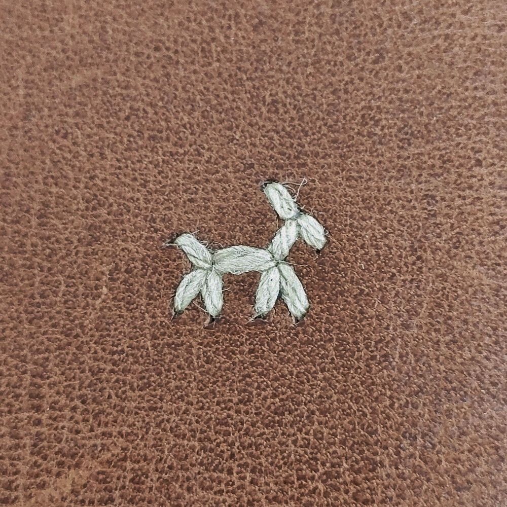 HENRY CUIR/ほぼ日 レザー 犬 刺繍 手帳カバー チャ レディース