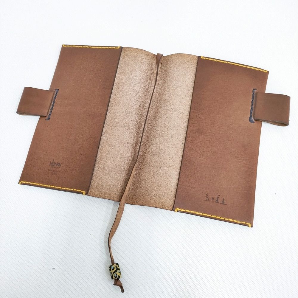 HENRY CUIR/ほぼ日 レザー 犬 刺繍 手帳カバー チャ レディース