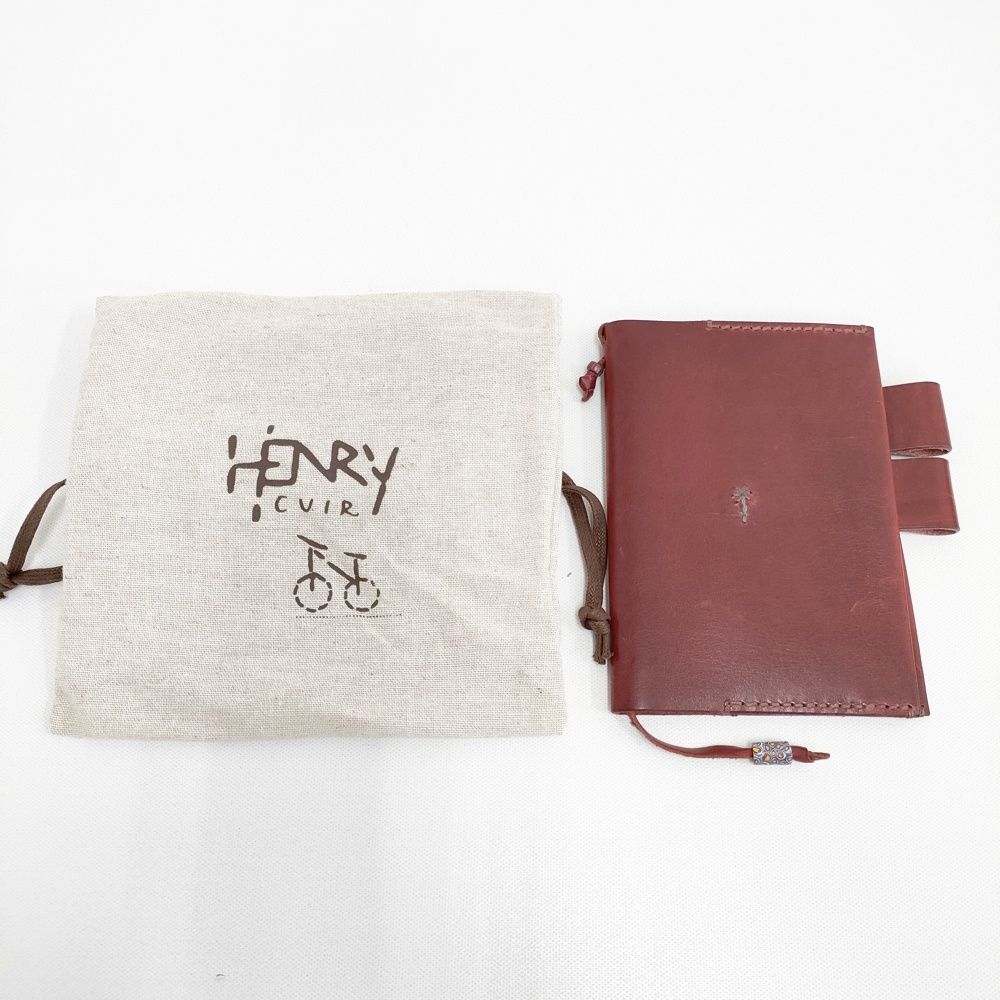 HENRY CUIR/ほぼ日 未使用品 レザー 花 犬 刺繍 手帳カバー アカ レディース アンリークイール/ほぼ日【中古】6-0713G◎ HENRY CUIR/ほぼ日 未使用品 レザー 花 犬 刺繍 手帳カバー アカ