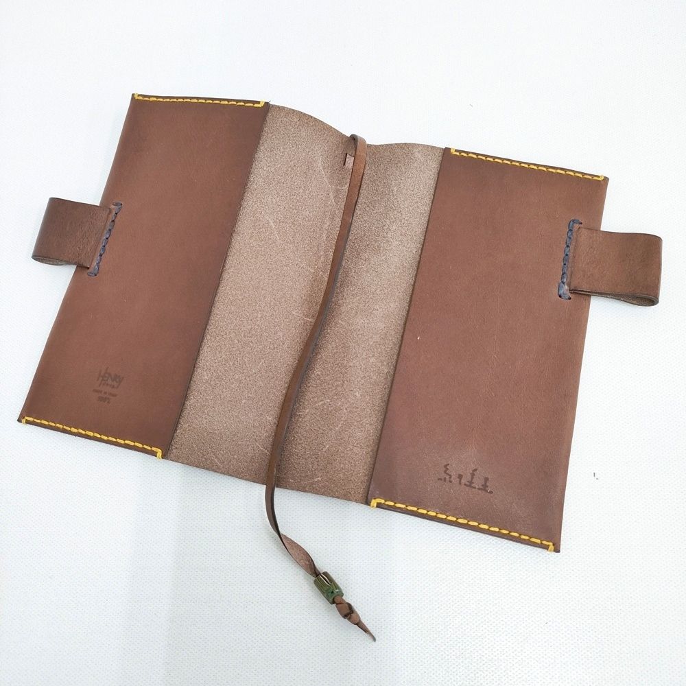 HENRY CUIR/ほぼ日 未使用品 レザー 犬 刺繍 手帳カバー チャ