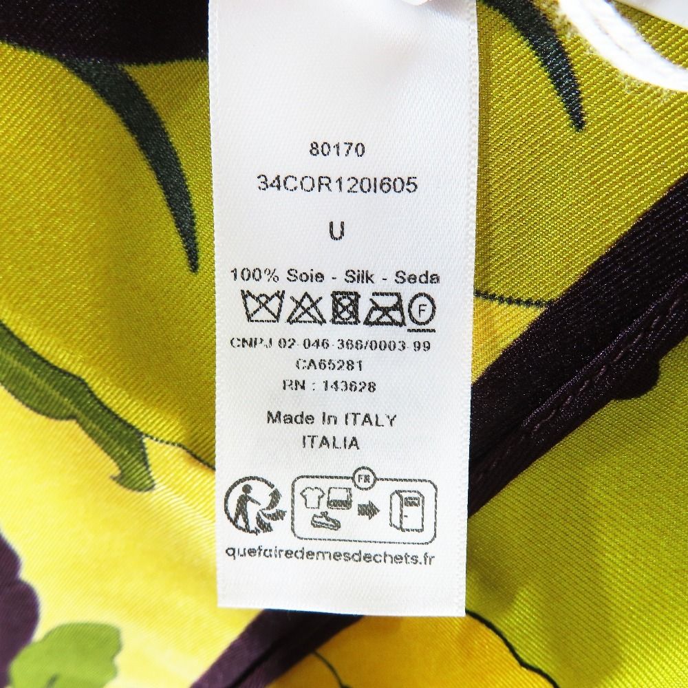 未使用 Christian Dior クリスチャンディオール フラワー ホルターネック シルク トップス カットソー シャツ ブラウス イエロー レディース 古着 中古 USED