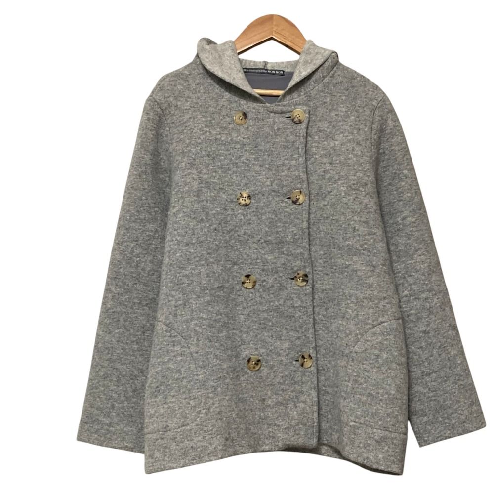 美品 Mademoiselle NON NON マドモアゼルノンノン フーデッドニットコート サイズM グレー レディース 古着 中古 USED 7,447円