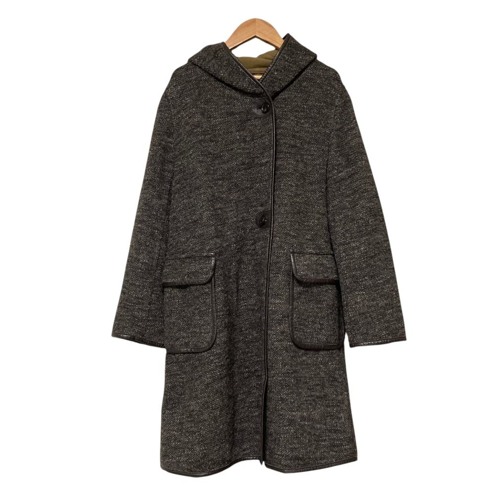 美品 Mademoiselle NON NON マドモアゼルノンノン PONTETORTO フーデッドコート ブラウン レディース 古着 中古 USED