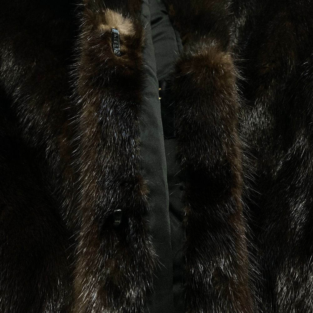 良品 SAGA MINK サガミンク 金サガ ミドル丈 毛皮コート ブラウン