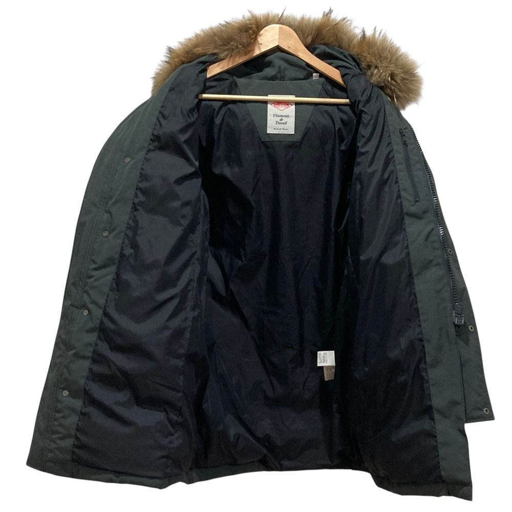 良品 DANTON ダントン ラクーンファー フーデッド ロングダウンコート