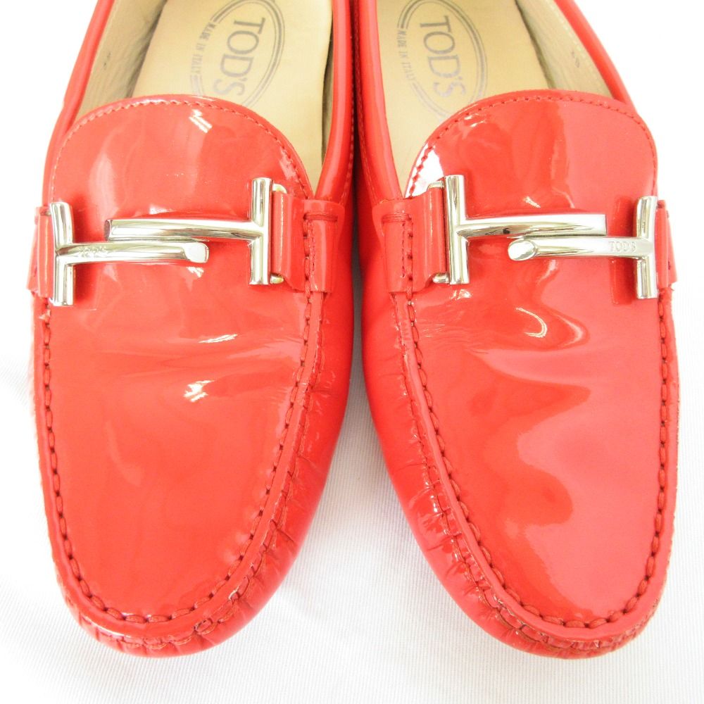 美品 TOD'S トッズ ダブルT エナメル ローファー モカシン