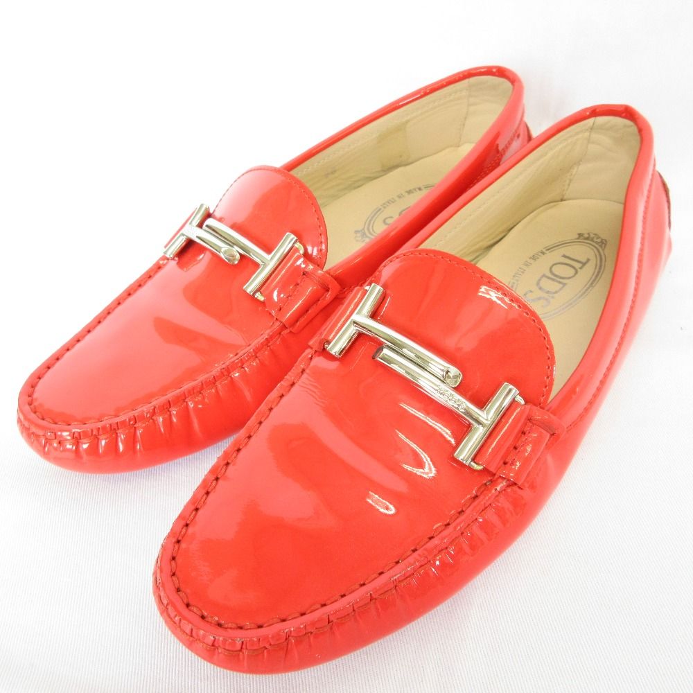 美品 TOD'S トッズ ダブルT エナメル ローファー モカシン