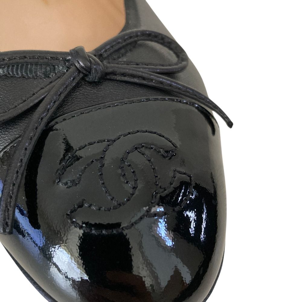 美品 CHANEL シャネル ココマーク リボン バレリーナ バレエシューズ