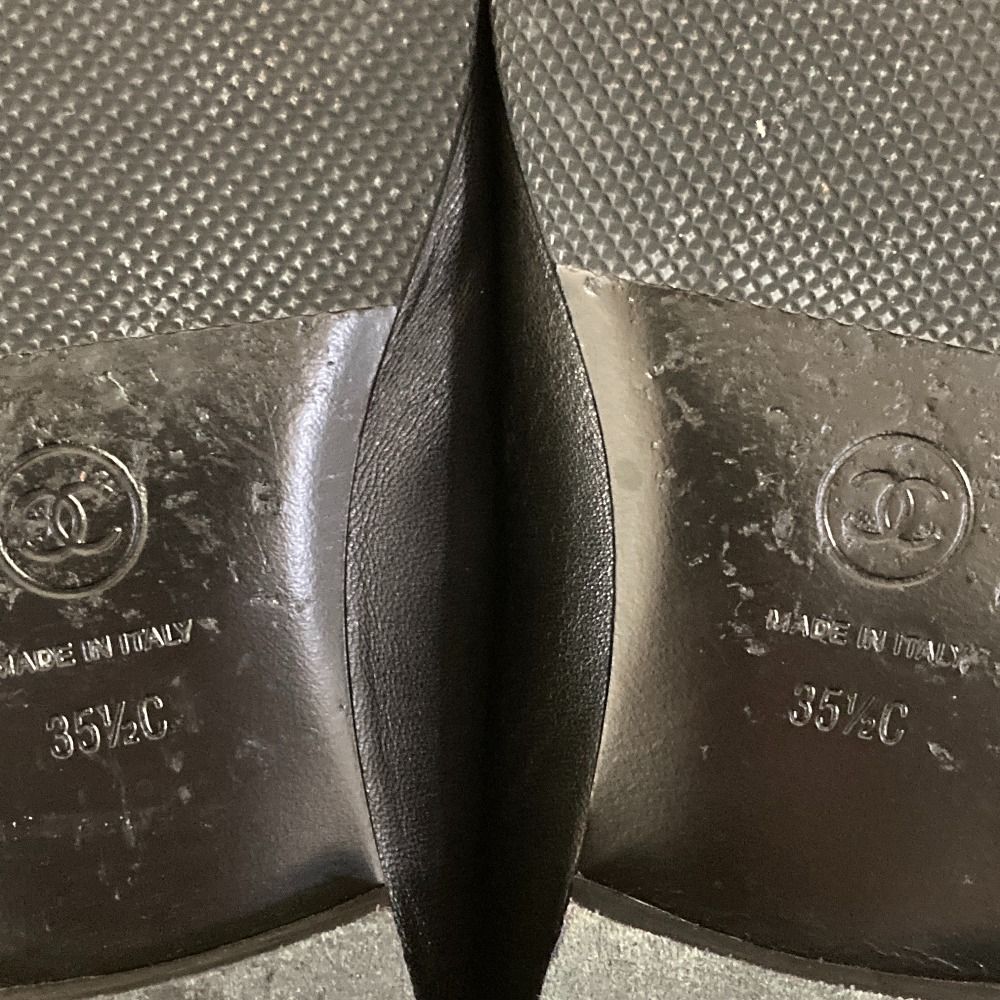 美品 CHANEL シャネル ココマーク リボン バレリーナ バレエシューズ