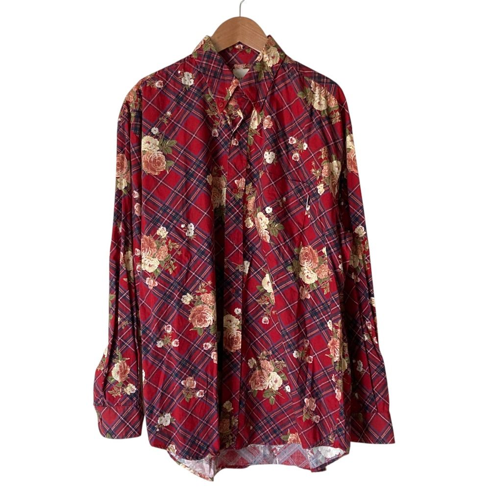 美品 Karl Helmut カールヘルム チェック フラワープリント ロング