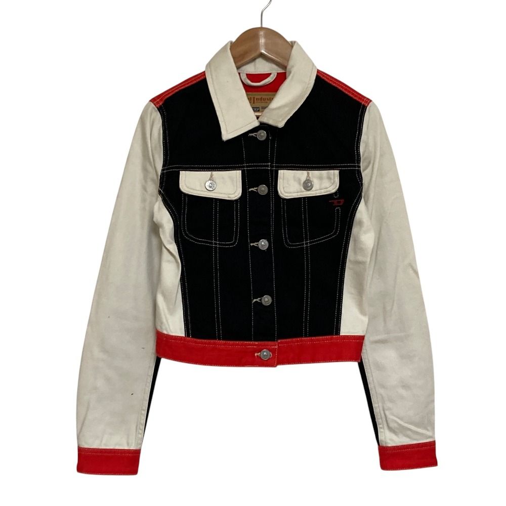 DIESEL LIBRARY DE-SLIMMY クロップドデニムジャケット 美品 DIESEL ディーゼル DE-SLIMMY カラーブロック クロップド デニム