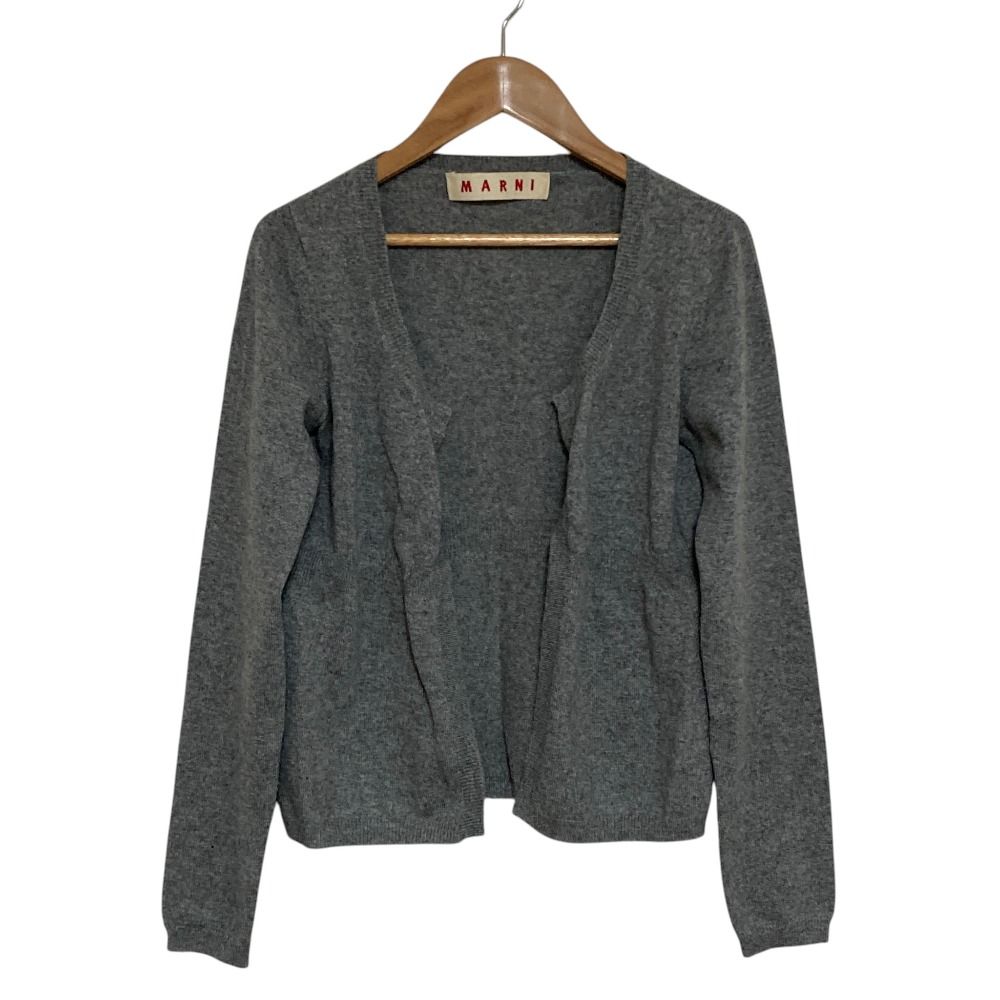MARNI マルニ カーディガン 44(M位) グレー 【古着】【中古】 美品 MARNI マルニ カシミヤ100％ ボタンレス ニット カーディガン