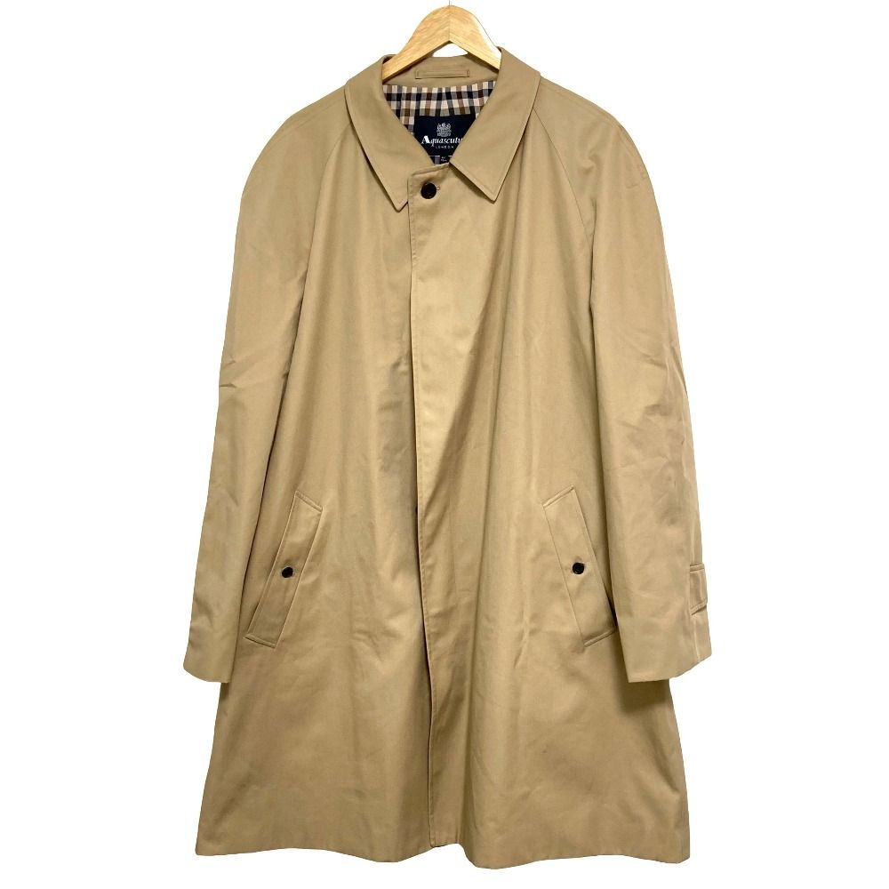 良品 Aquascutum アクアスキュータム 英国製 裏地ガンクラブチェック ステンカラーコート サイズ44 ベージュ メンズ 古着 中古 USED 16,799円