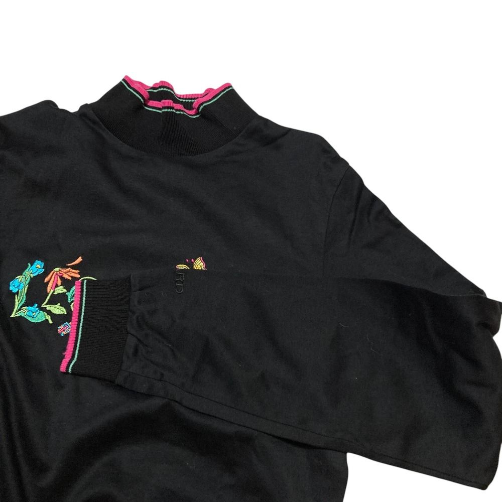 LEONARD - レオナール LEONARD SPORT Tシャツ カットソー ハイネック ロングスリーブ ジャージー トップス レディース 42(L相当) ブラック 美品 LEONARD SPORT レオナールスポーツ ロゴエンブロイダリー