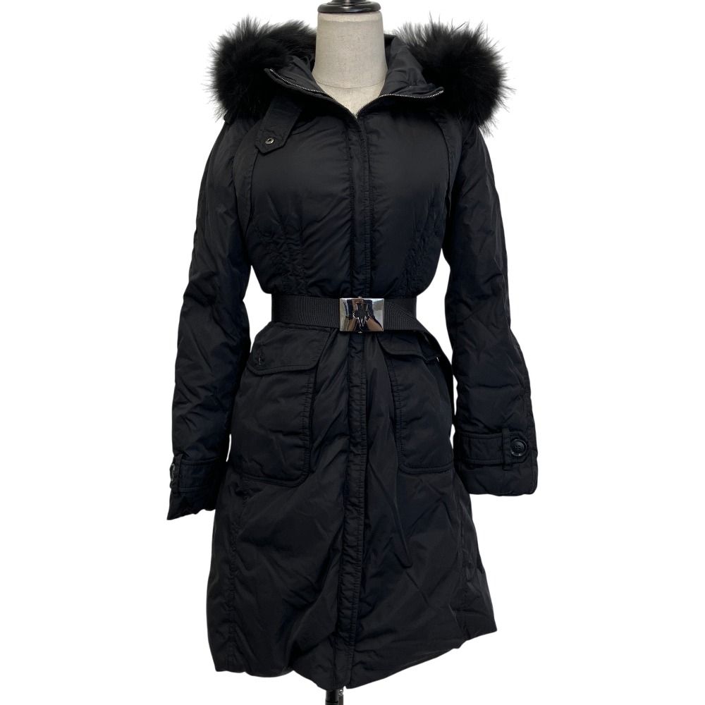 美品 MONCLER モンクレール ファーフード ベルテッド ダウンコート