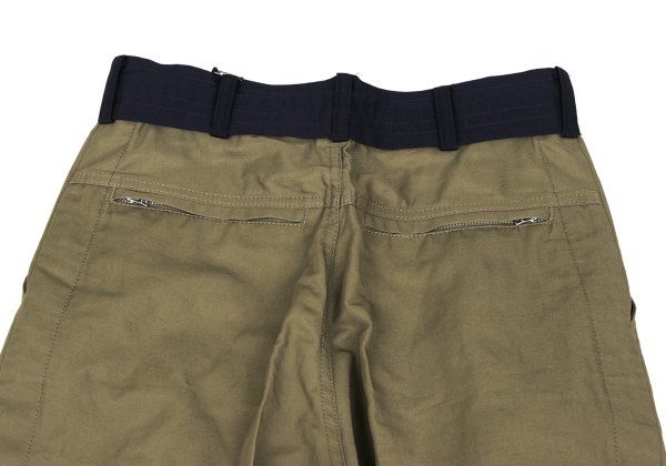 サカイsacai コットンリネンドローストリングバイカラーパンツ カーキ