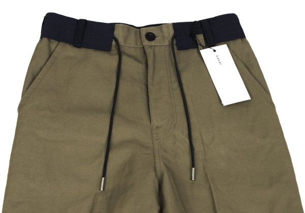 サカイsacai コットンリネンドローストリングバイカラーパンツ カーキ