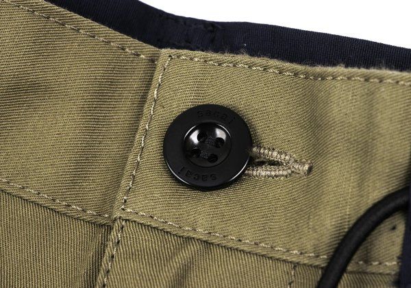 サカイsacai コットンリネンドローストリングバイカラーパンツ カーキ