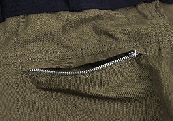 サカイsacai コットンリネンドローストリングバイカラーパンツ カーキ