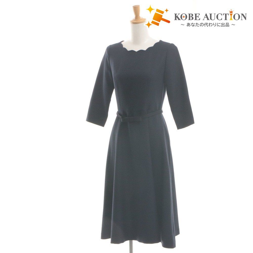 STRAWBERRY-FIELD ブラックロングワンピース 七分袖 □ STRAWBERRY-FIELDS フレアワンピース ロング 七分袖 トップス