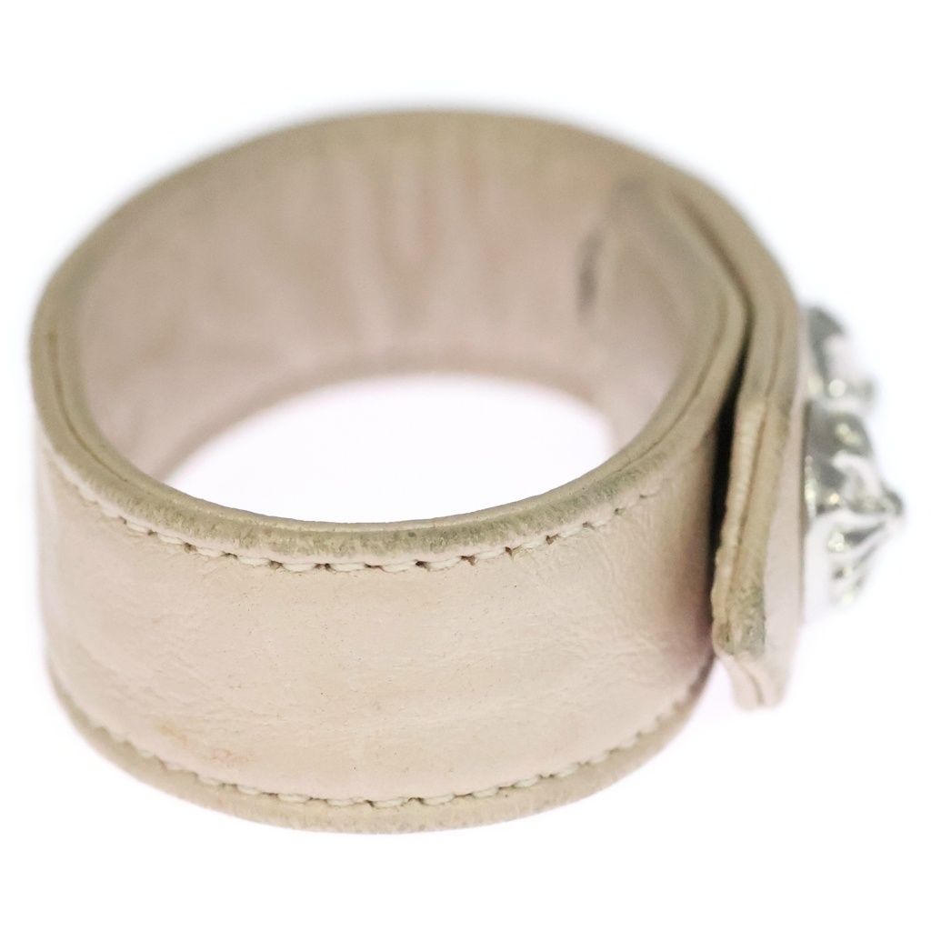 CHROME HEARTS クロムハーツ 3BTN 2SNP クロスボール 3ボタン2スナップ レザーブレスレット ベージュ/シルバー BCA123 CHROME HEARTS (クロムハーツ) 3BTN 2SNP クロスボール 3ボタン2