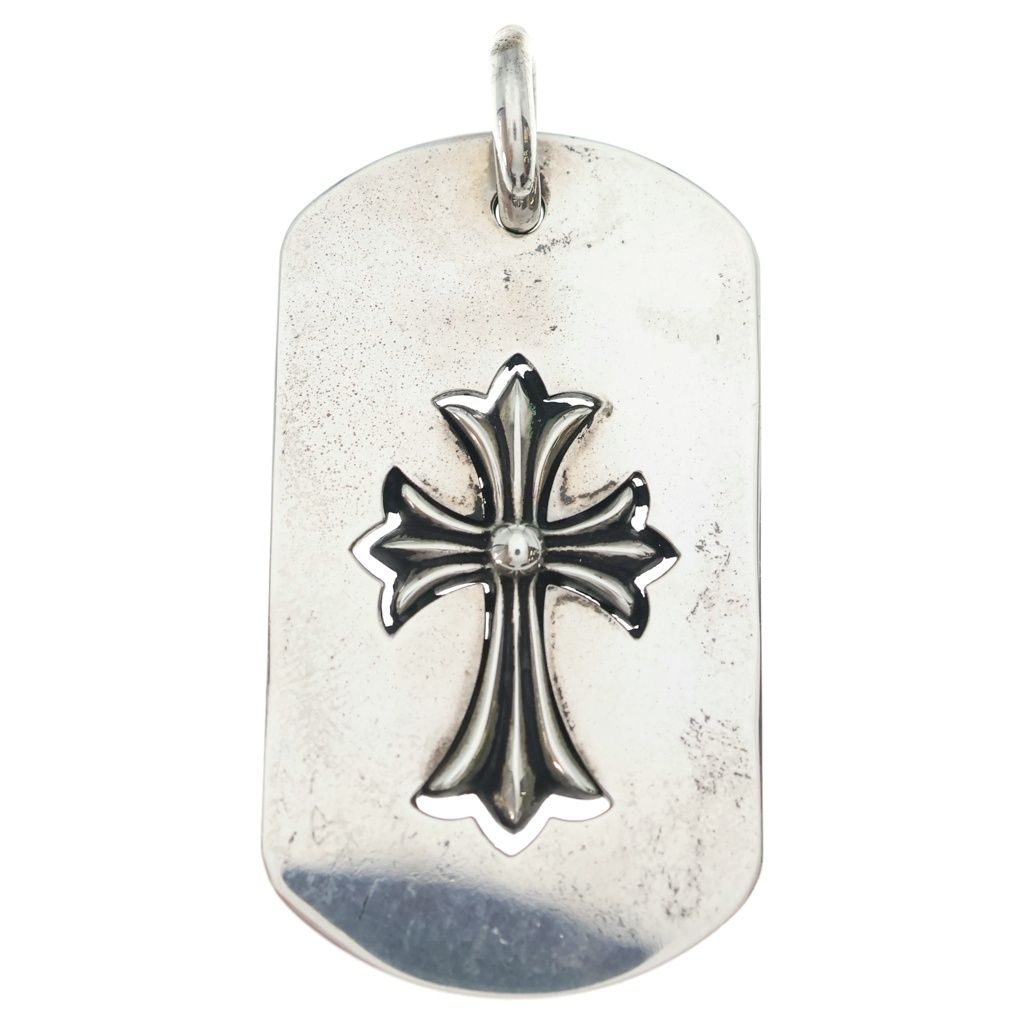 CHROME HEARTS (クロムハーツ) D TAG LRG TNY CRS カットアウト タイニークロス ドッグタグ ラージ ペンダントトップ シルバー