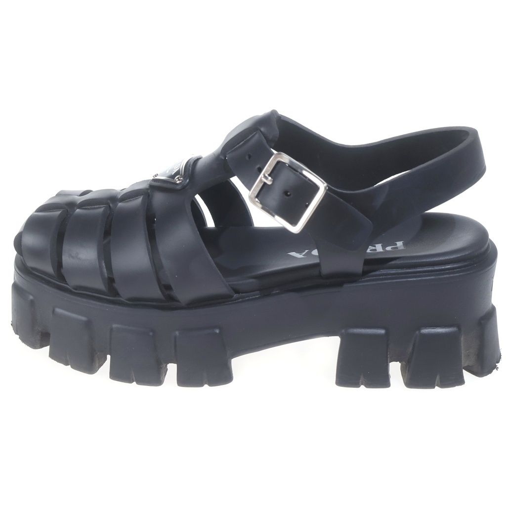 PRADA (プラダ) モノリス トライアングルロゴ ラバーサンダル ブラック