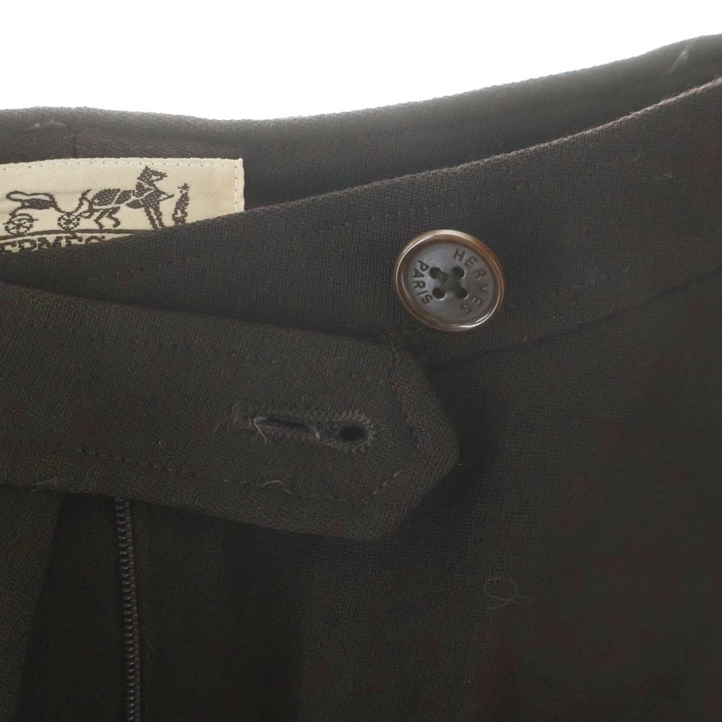 HERMES エルメス VINTAGE ヴィンテージ ハイウエスト ウールスラックス ブラウン HERMES (エルメス) VINTAGE ヴィンテージ ハイウエスト ウール