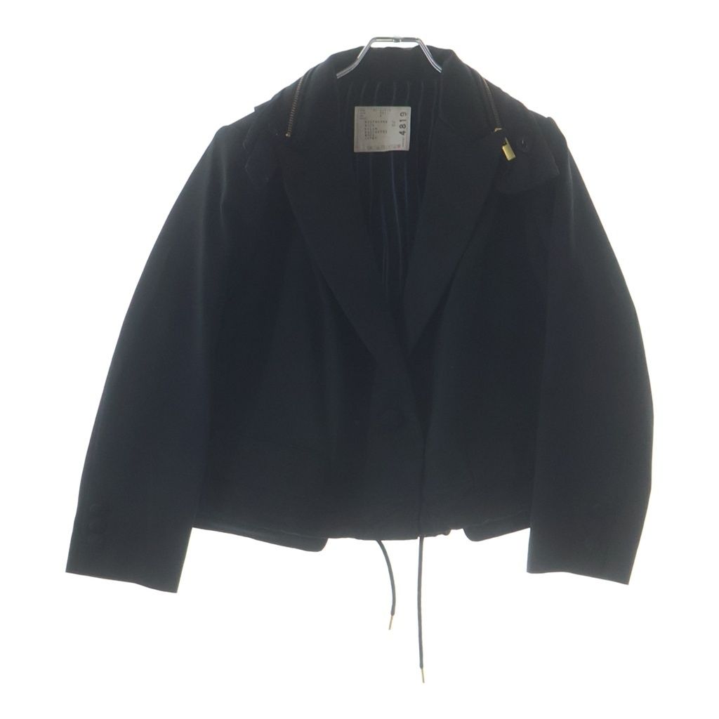 Sacai (サカイ) ポリウール クロップド 1Bテーラードジャケット ブラック レディース 20-04819