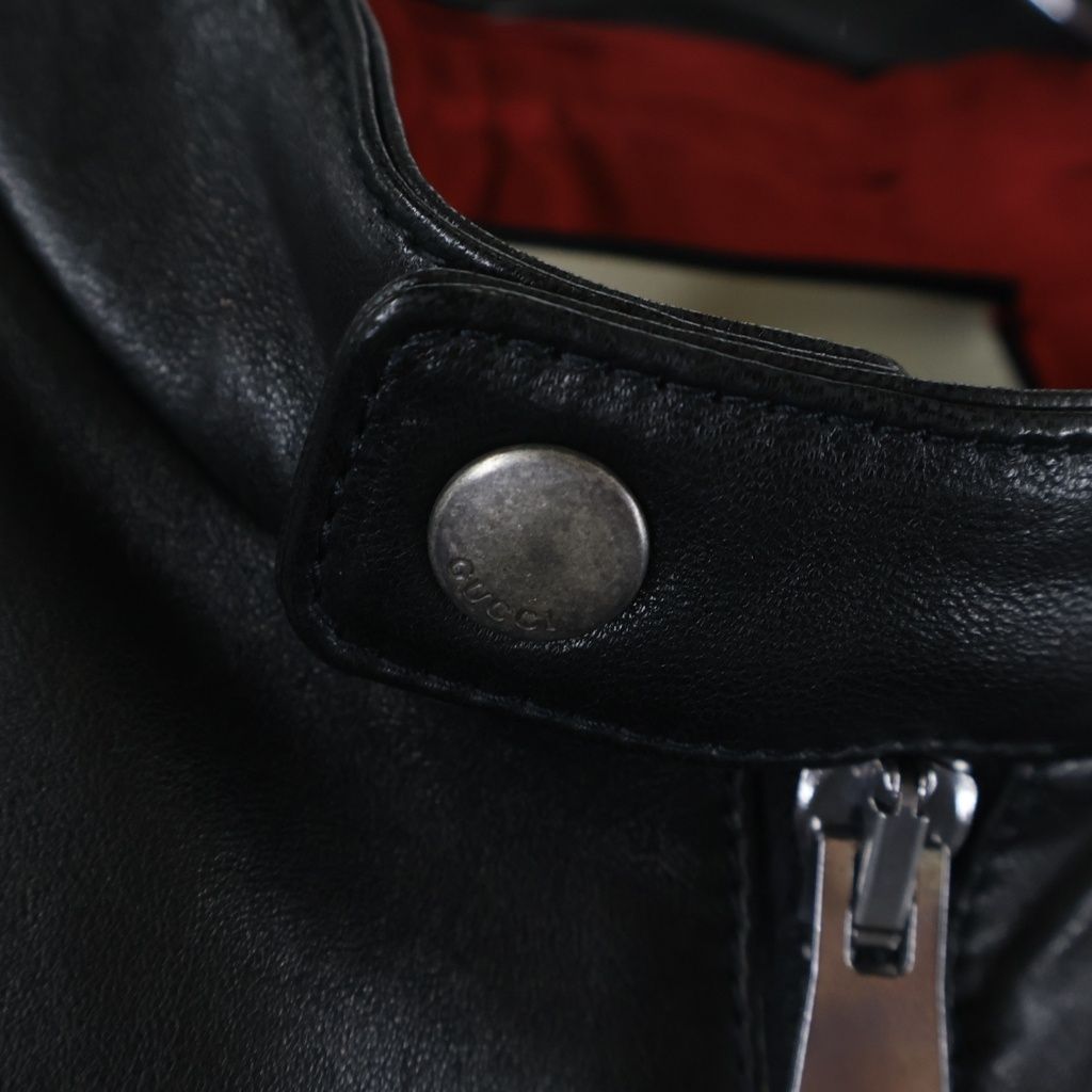 GUCCI (グッチ) シングルライダースジャケット シープスキン レザー
