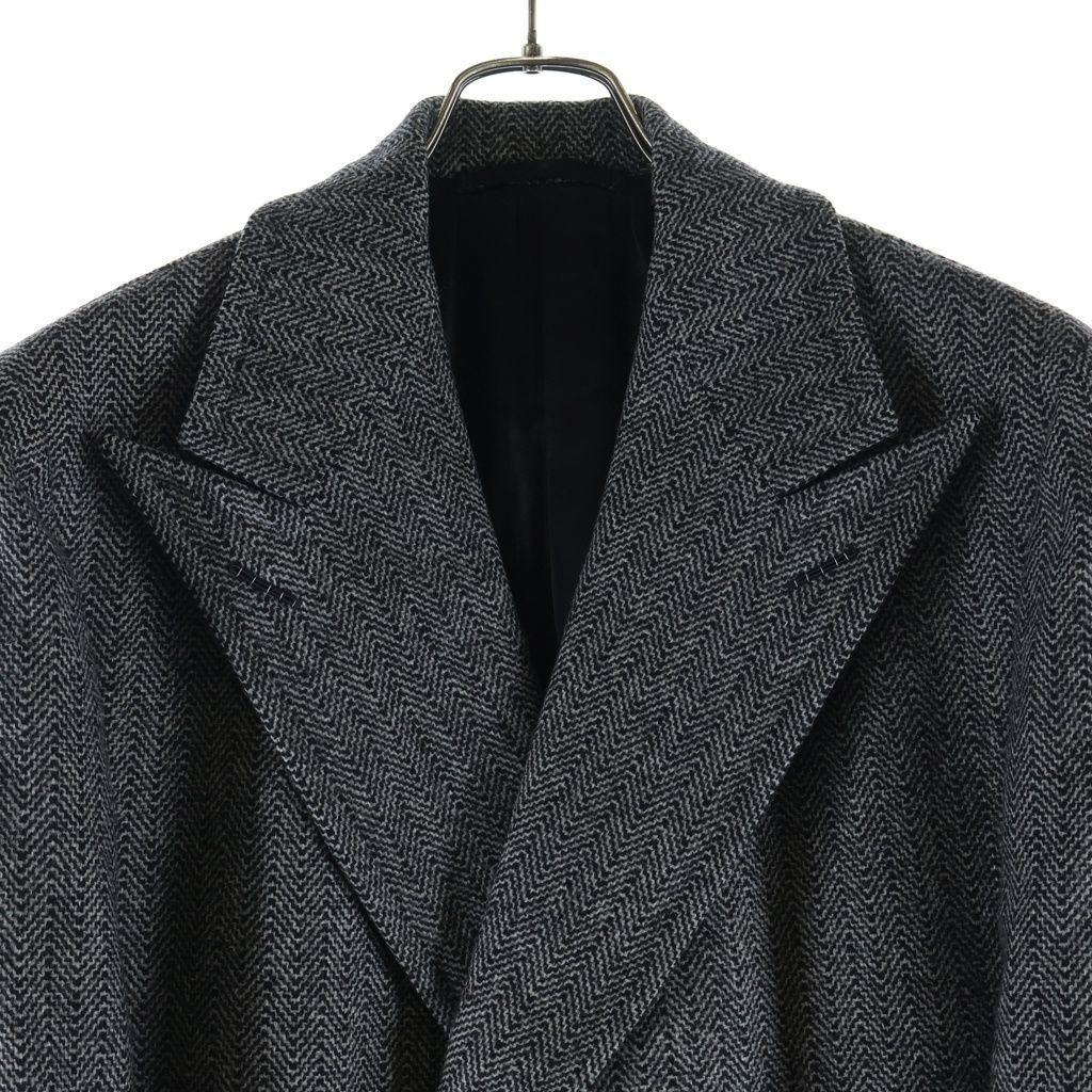 TOM FORD トムフォード ヘリンボーン ウール ピークドラペル ダブルブレスト チェスターコート グレー INC 7500TF 50015 TOM FORD (トムフォード) ヘリンボーン ウール ピークドラペル ダブル