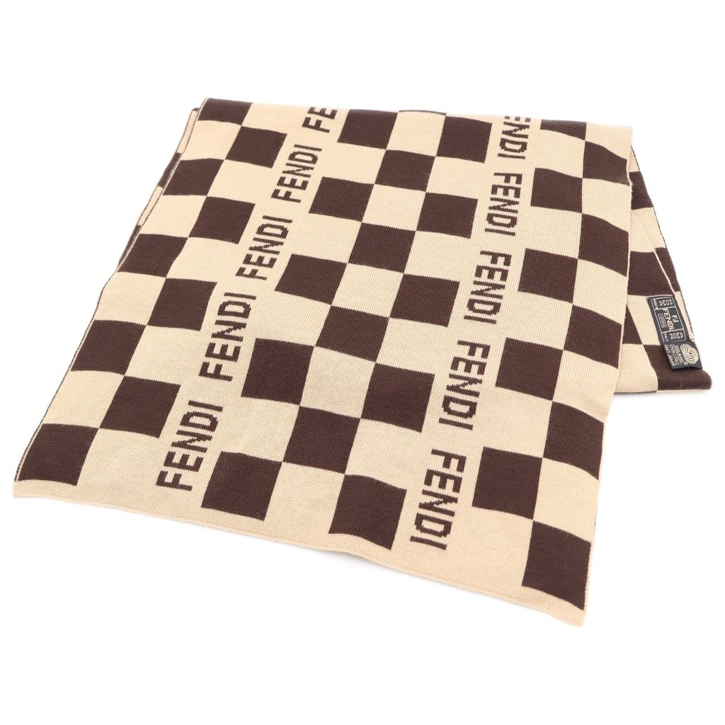 FENDI (フェンディ) ロゴ ブロックチェック総柄ジャガード ニット