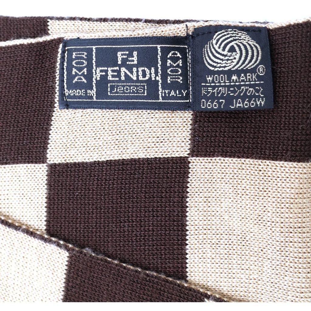 FENDI (フェンディ) ロゴ ブロックチェック総柄ジャガード ニット